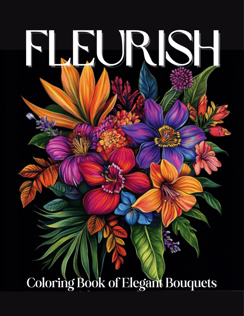 Flourish cover Completed Fleurish Coloring Book Cover