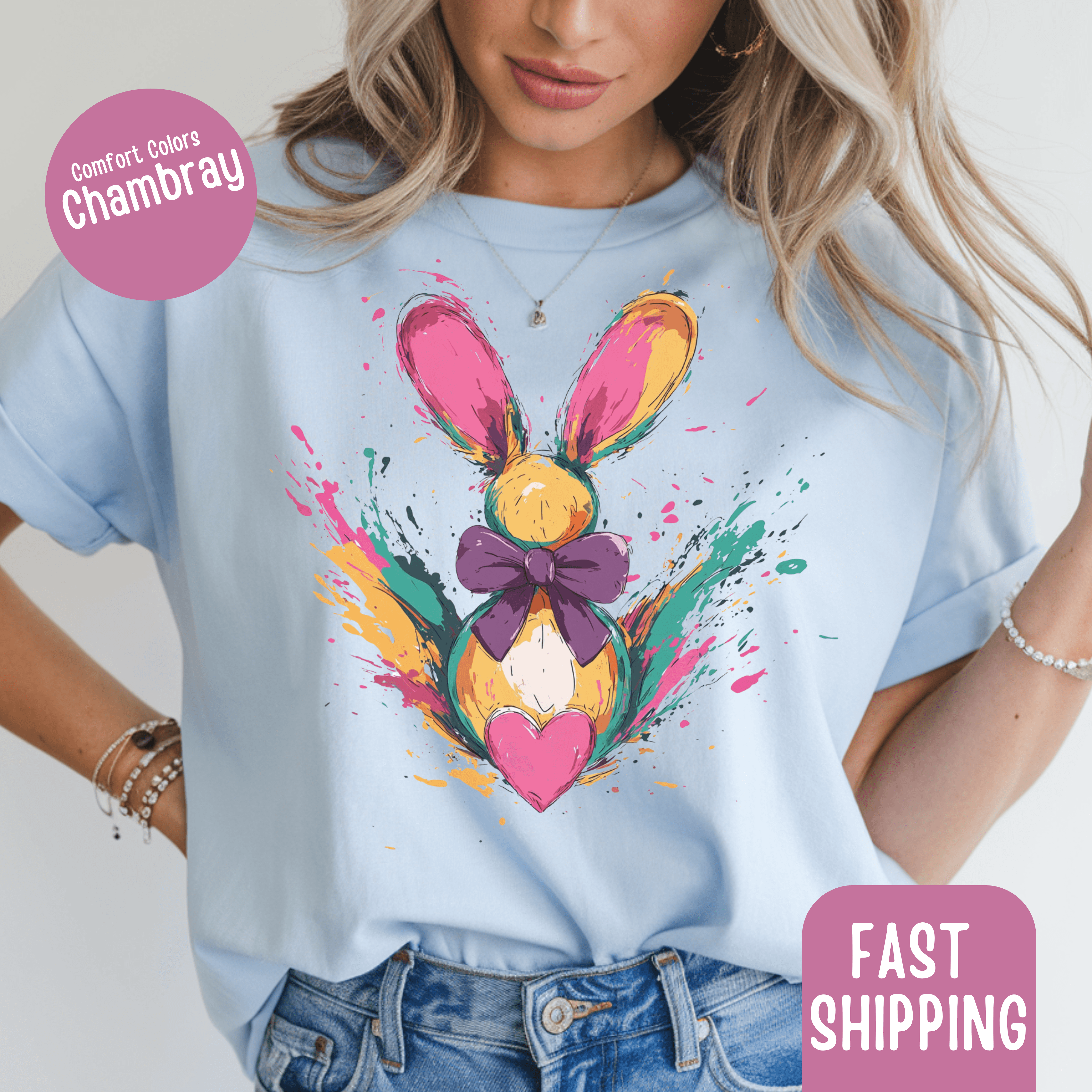 A blue easter bynny shirt